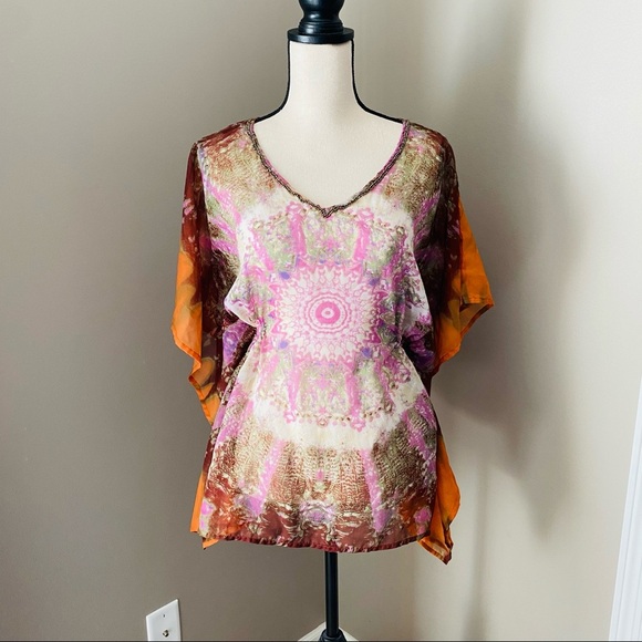 EARTHBOUND Sheer Pullover Top Sz Small - Picture 1 of 14